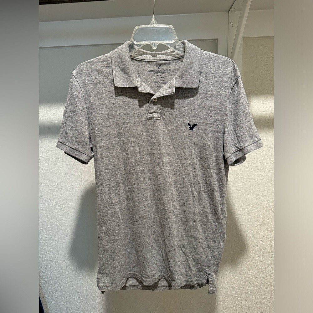 American Eagle Grey Slim Fit Polo
